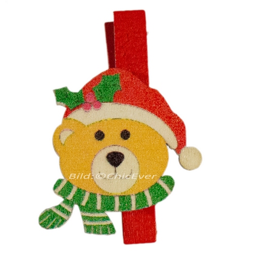 12 Klammern Holz Elche Bären Christbaumschmuck Weihnachten Weihnachtsbaum Deko